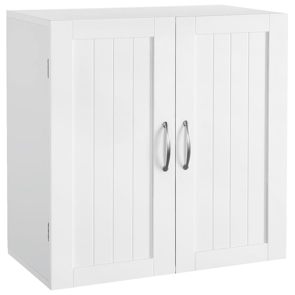 Wall Mounted White Bathroom Storage Cabinet with Doors D4378