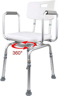 Padded Seat Transfer Bench, Shower Chair with Arms and Back, Adjustable Height Anti Skid Bath Seat D270739