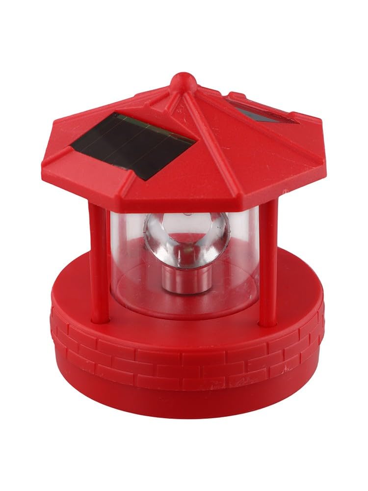 Rotating Solar Lighthouse Light Outdoor Garden Lawn Lamp with 2 Panels I403526