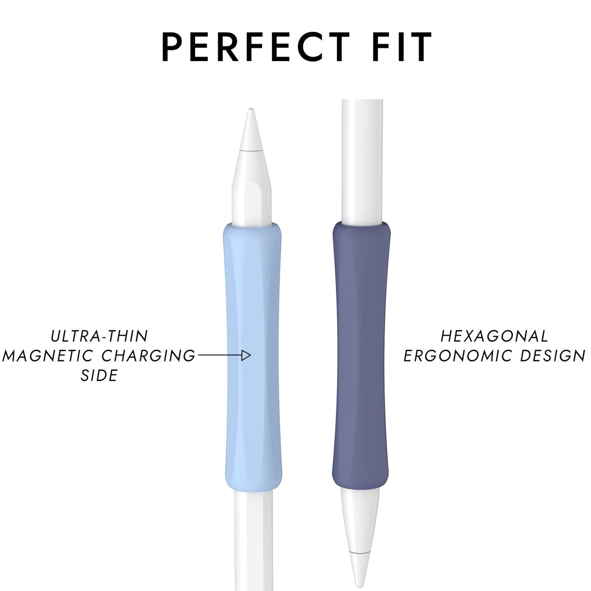 4 Pack Silicone Pencil Grips White Blue Black P917