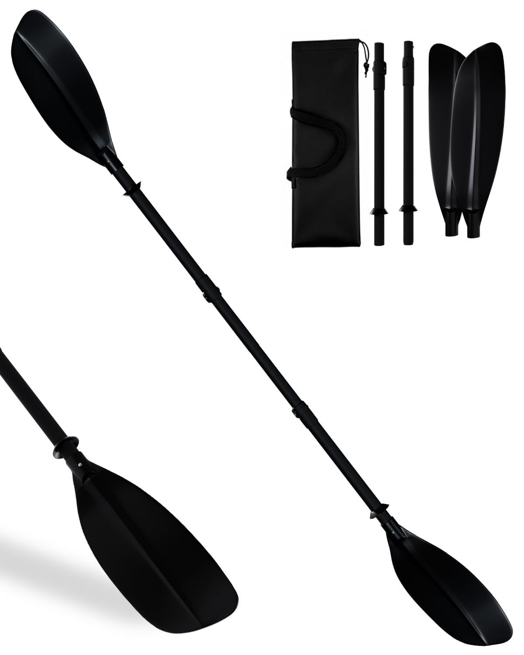 Adjustable Kayak Paddle 62–87 Inches Stainless Steel Fiberglass Non-Slip Grip with Carry Bag H6396