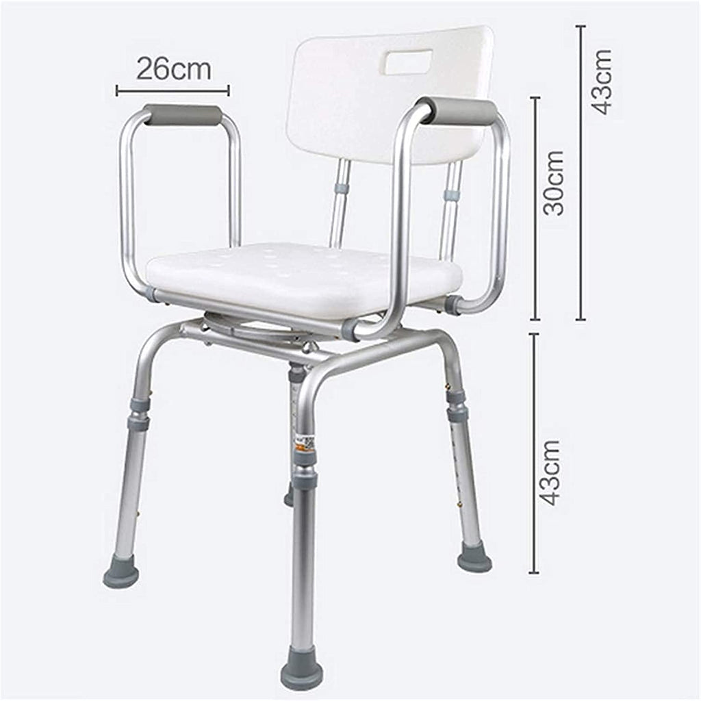 Padded Seat Transfer Bench, Shower Chair with Arms and Back, Adjustable Height Anti Skid Bath Seat D270739