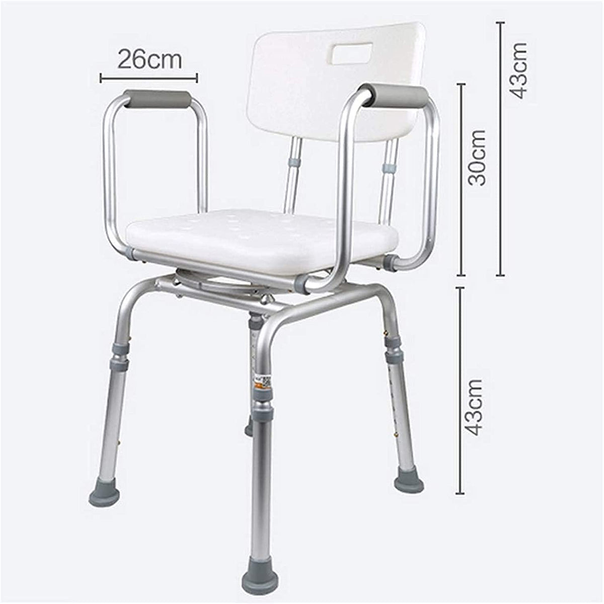Padded Seat Transfer Bench, Shower Chair with Arms and Back, Adjustable Height Anti Skid Bath Seat D270739