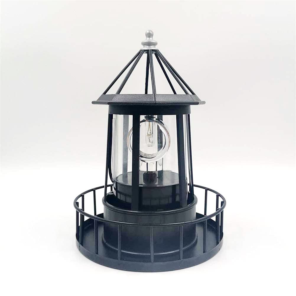 Solar Powered Rotating Lighthouse Light Black J50153