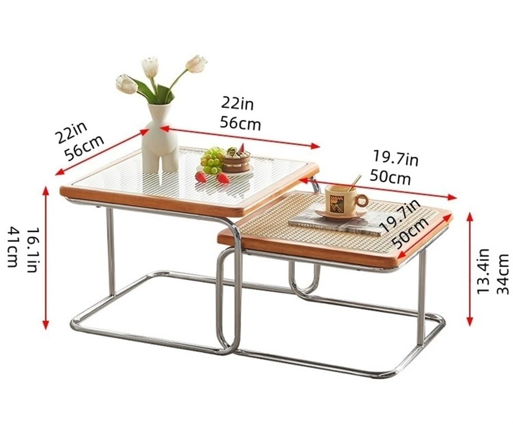 Square Coffee Table Set of 2 Rattan W151