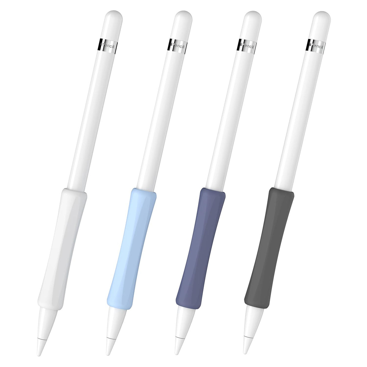4 Pack Silicone Pencil Grips White Blue Black P917