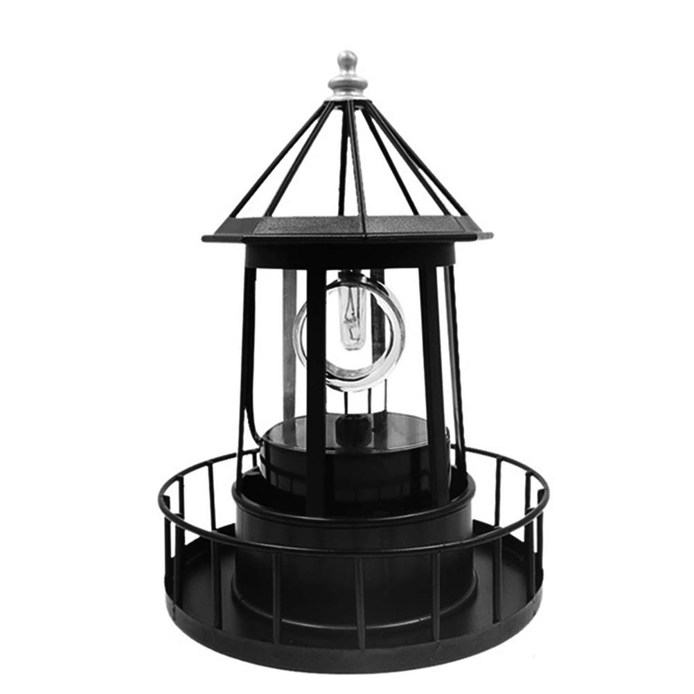Solar Powered Rotating Lighthouse Light Black J50153