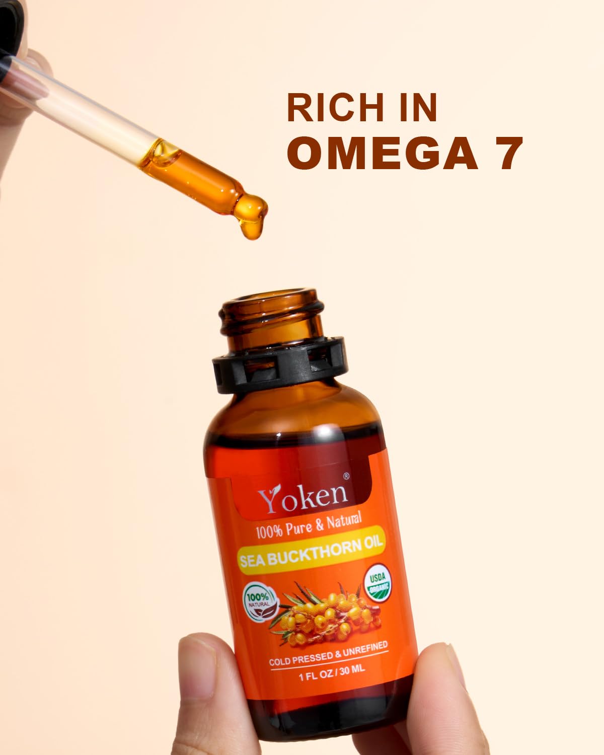 Cold Pressed Organic Sea Buckthorn Oil 1oz I44570