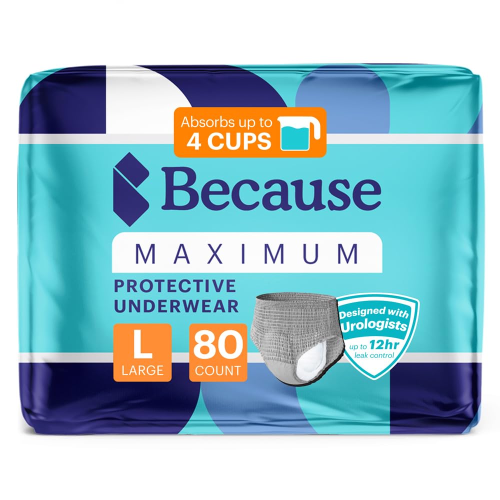 Maximum Incontinence Underwear for Men, Grey, Large, 80 Count A914195