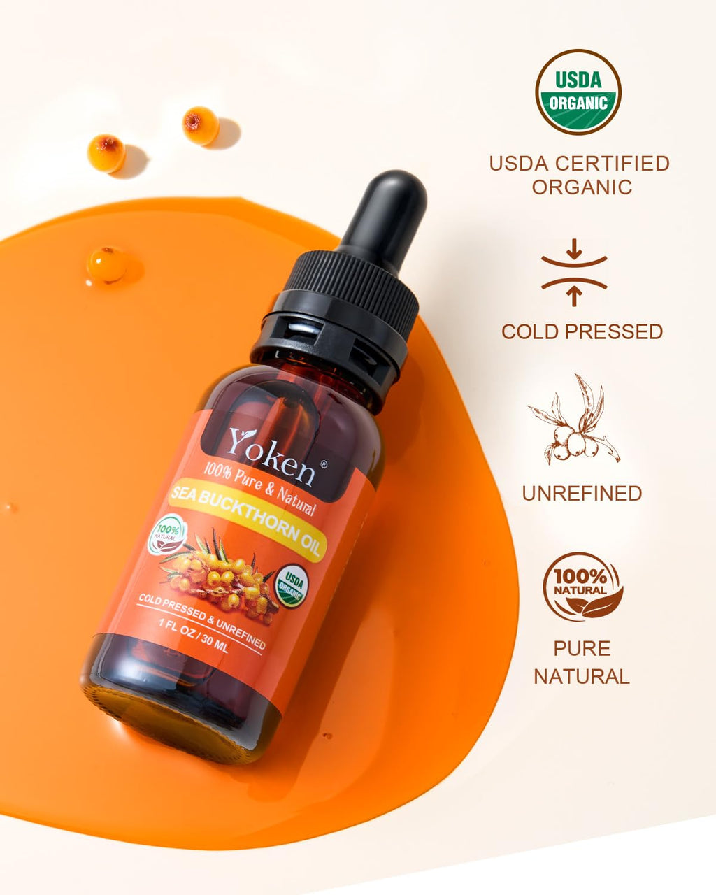 Cold Pressed Organic Sea Buckthorn Oil 1oz I44570
