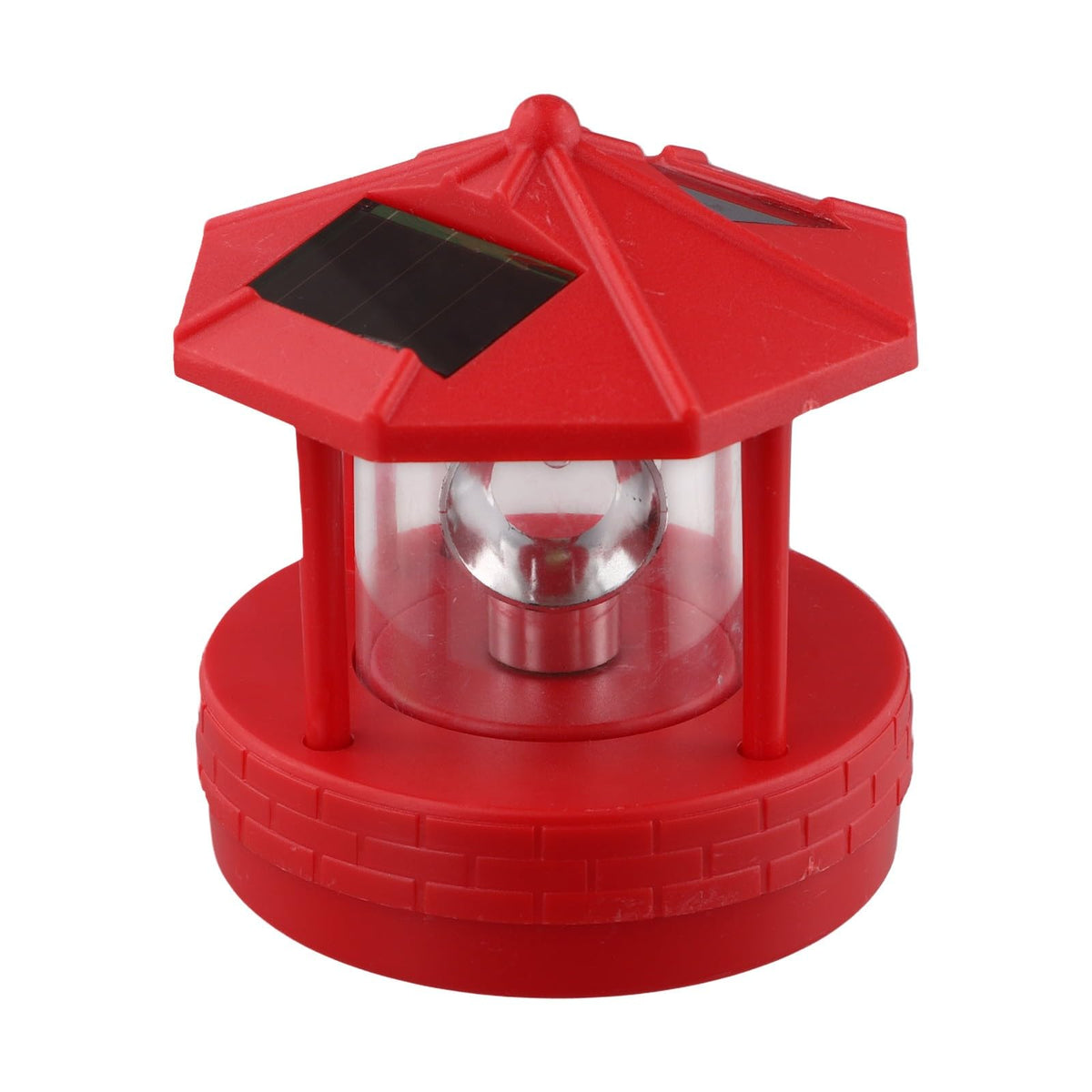 Rotating Solar Lighthouse Light Outdoor Garden Lawn Lamp with 2 Panels I403526