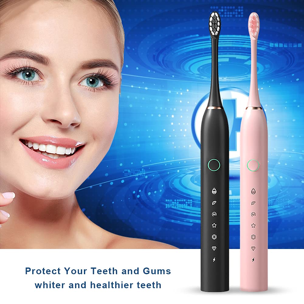 2 Pack Rechargeable Electric Toothbrushes with 8 Brush Heads L65734