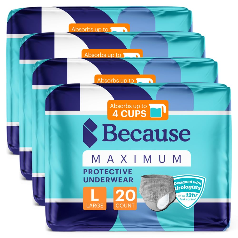 Maximum Incontinence Underwear for Men, Grey, Large, 80 Count A914195