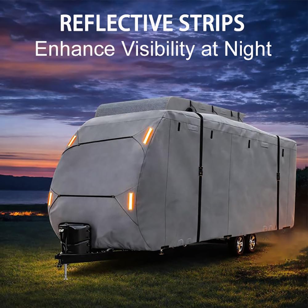 Waterproof 420D Travel Trailer Cover with Adjustable Straps A86276