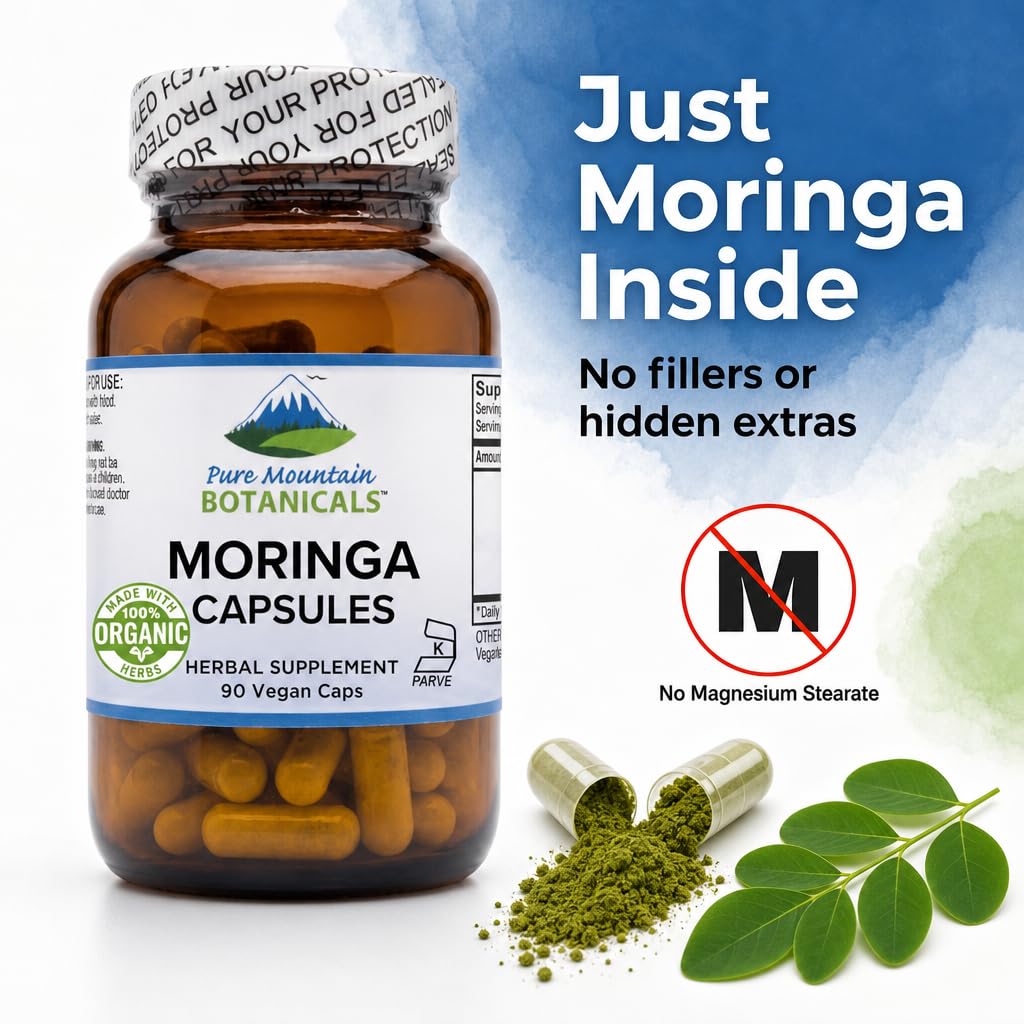Organic Moringa Oleifera 1000mg 90 Count Vegan Supplement T2231