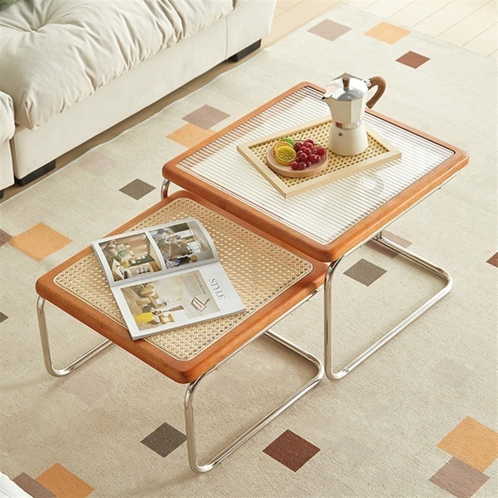 Square Coffee Table Set of 2 Rattan W151