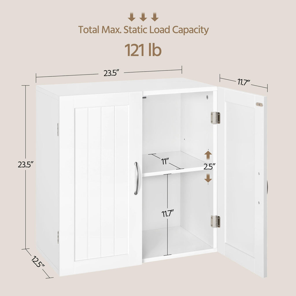 Wall Mounted White Bathroom Storage Cabinet with Doors D4378