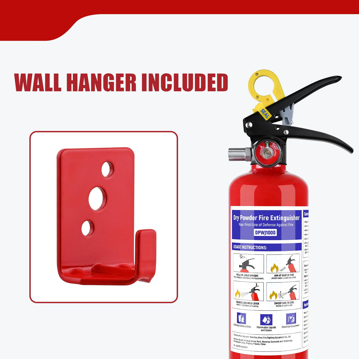 1 Pack 2.5 lb ABC Dry Chemical Fire Extinguisher with Bracket A594498