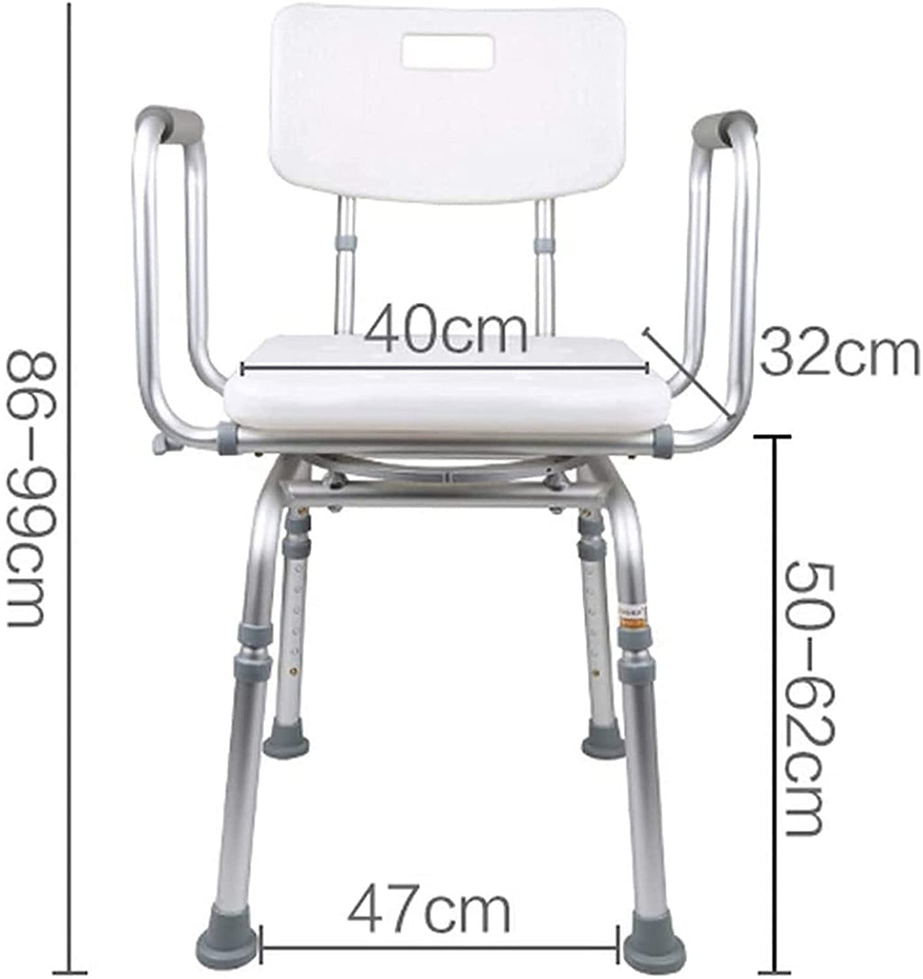 Padded Seat Transfer Bench, Shower Chair with Arms and Back, Adjustable Height Anti Skid Bath Seat D270739