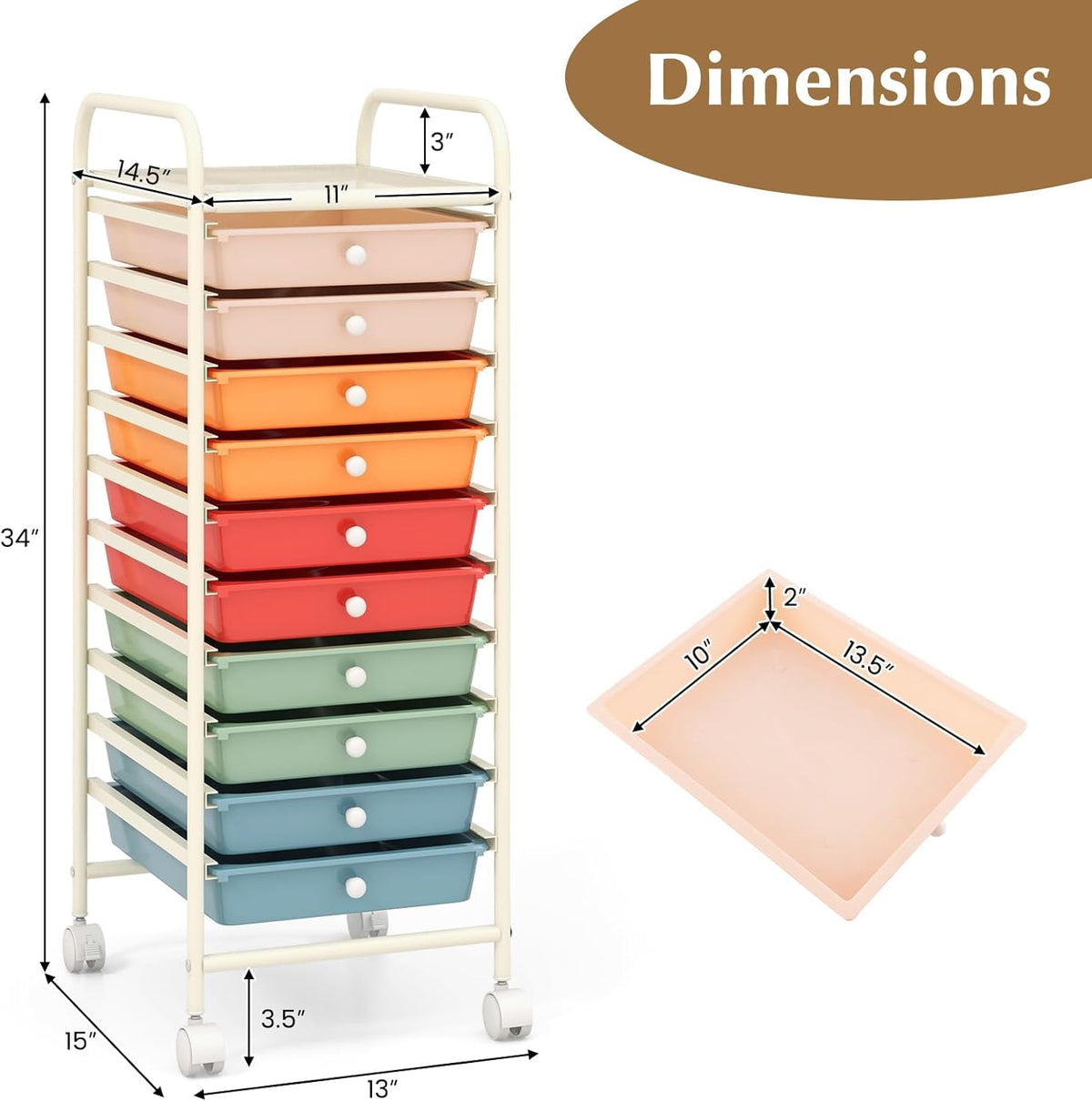 10 Drawer Rolling Storage Cart M609