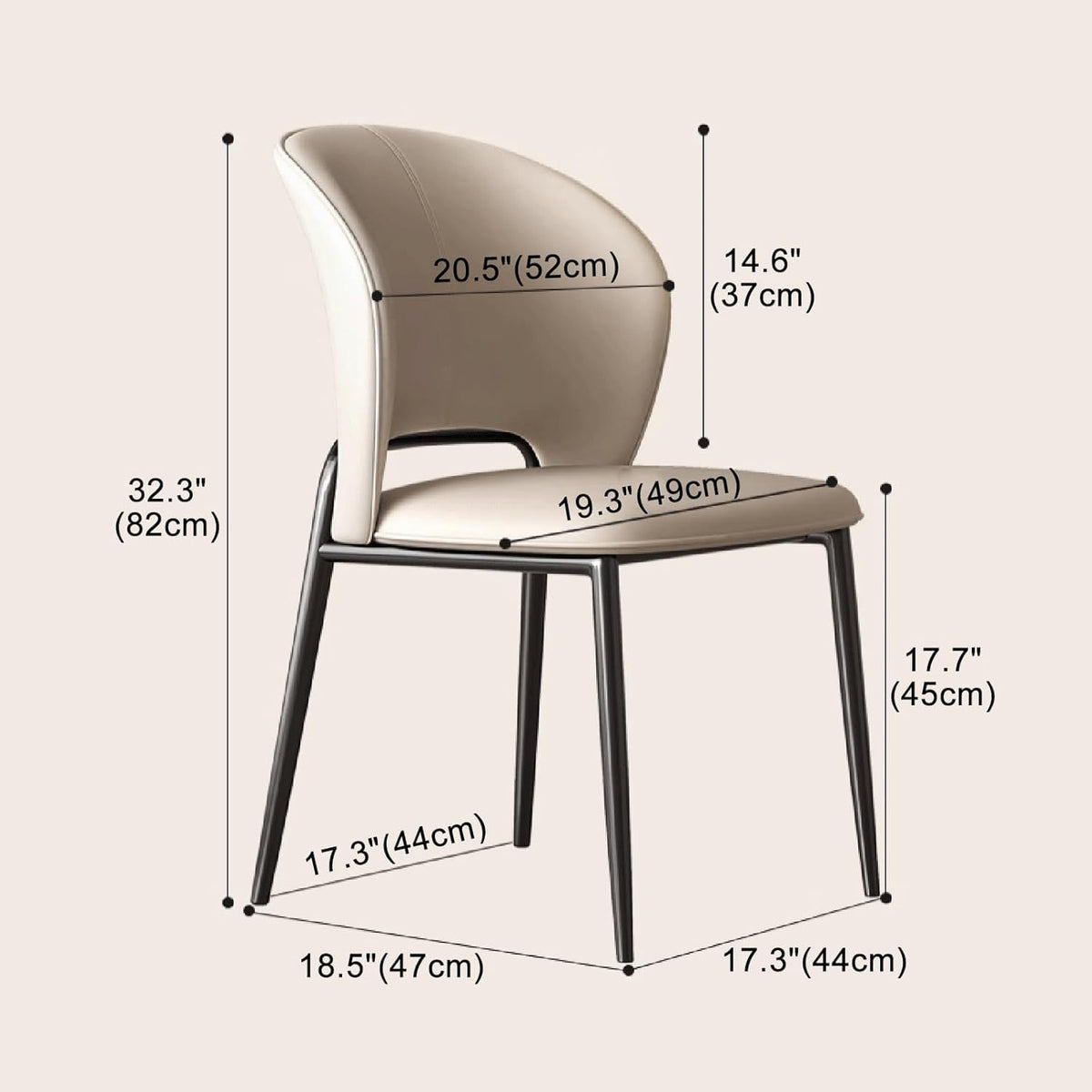 Black Faux Leather Dining Chairs with Metal Legs N14885