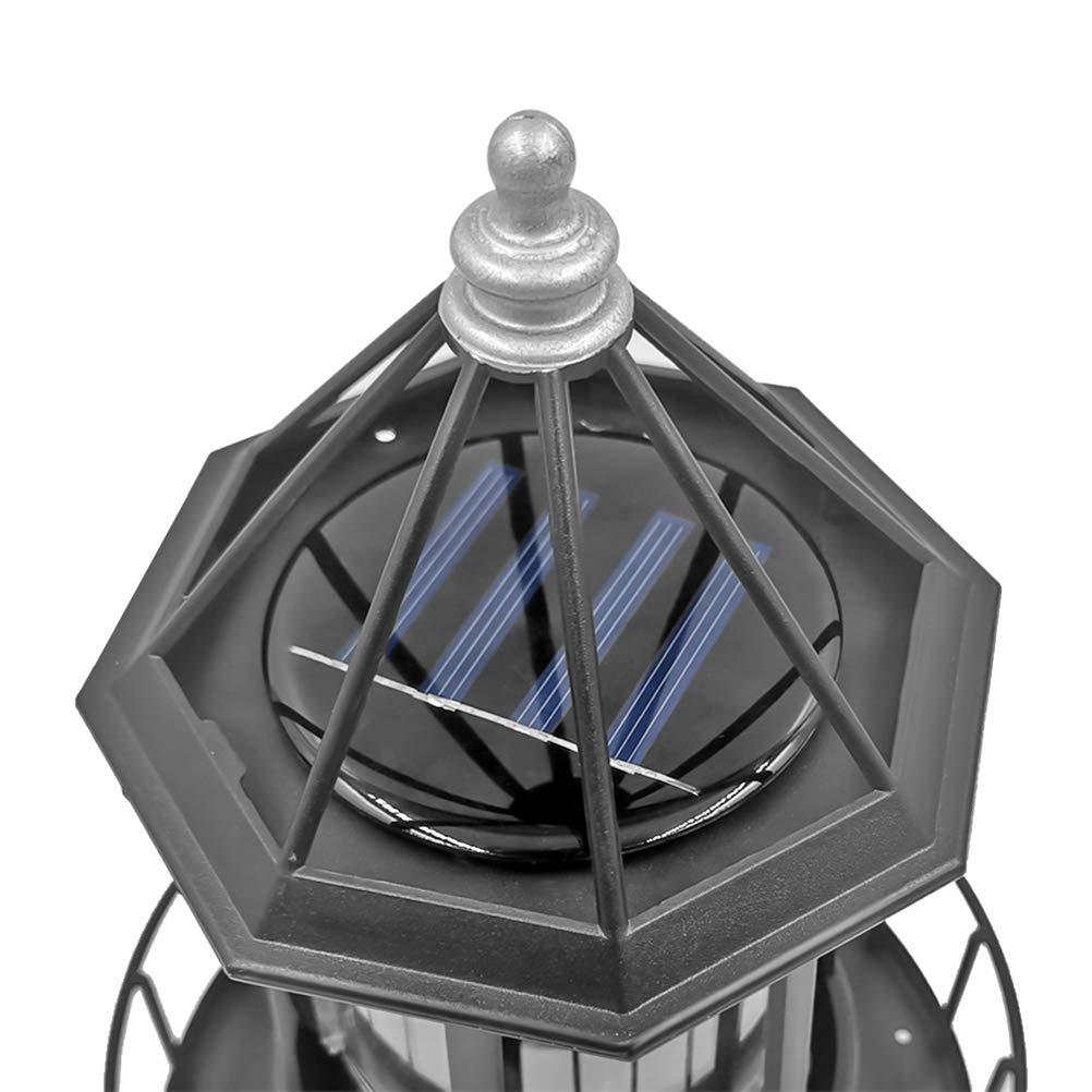 Solar Powered Rotating Lighthouse Light Black J50153