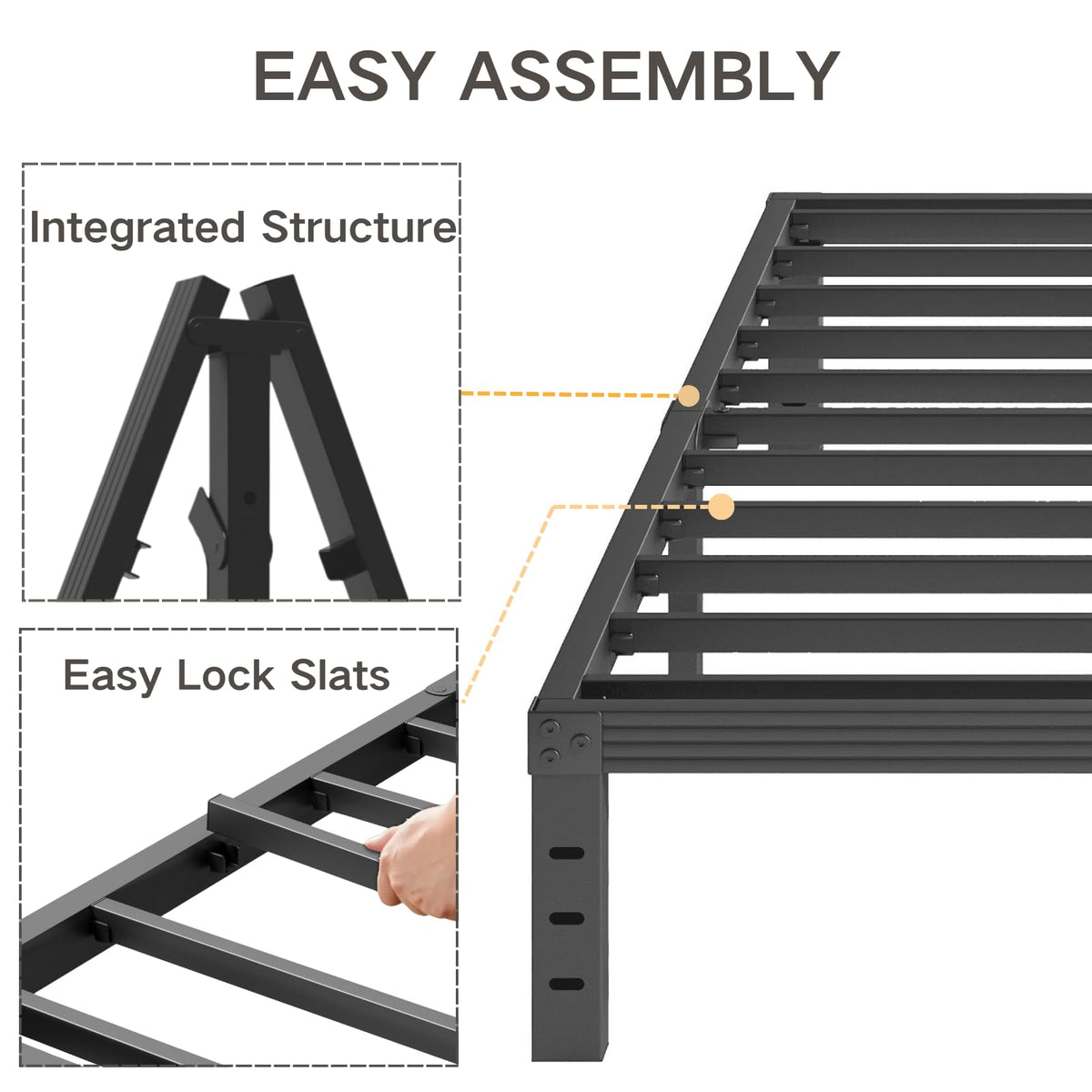Black 18" Metal Queen Bed Frame O98132