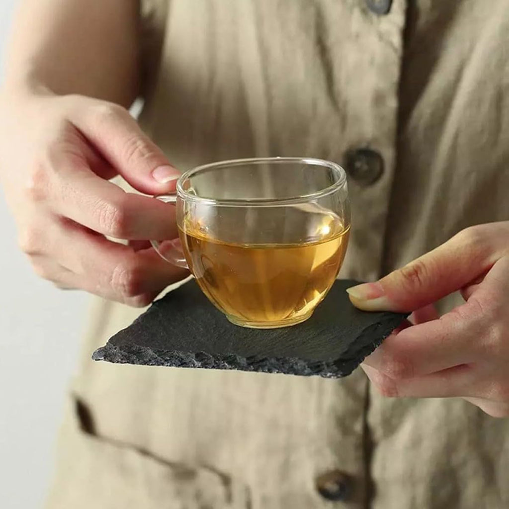 Black Natural Stone Cup Coaster Set O5232