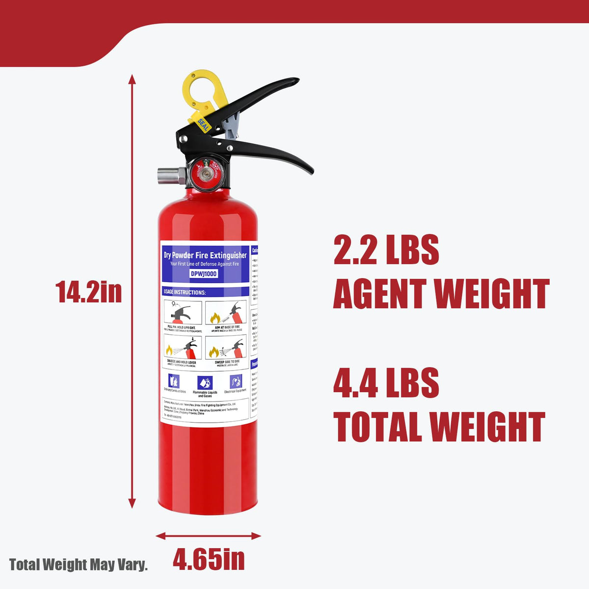 1 Pack 2.5 lb ABC Dry Chemical Fire Extinguisher with Bracket A594498