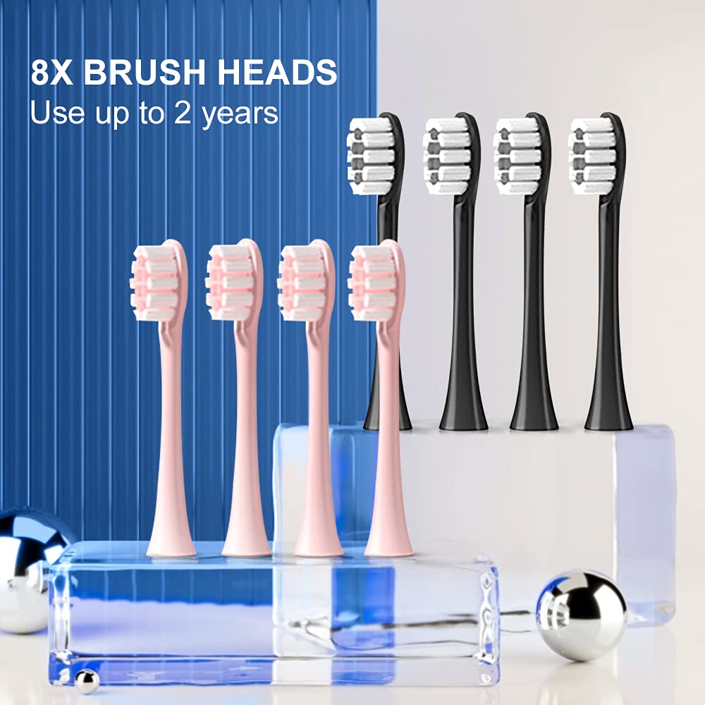 2 Pack Rechargeable Electric Toothbrushes with 8 Brush Heads L65734