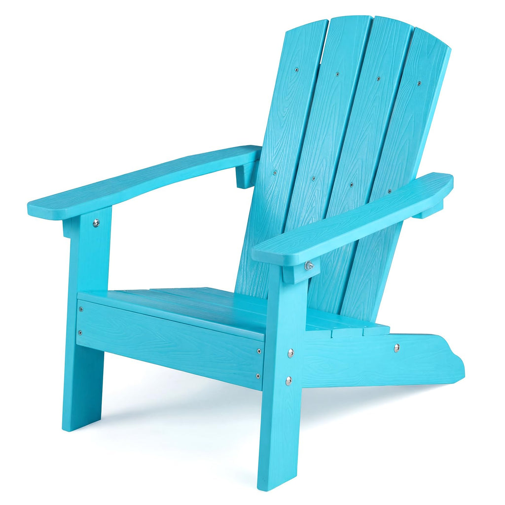 Kids Adirondack Chair, Plastic Toddler Lawn Chair, All-Weather Outdoor Chairs, Turquoise O6487