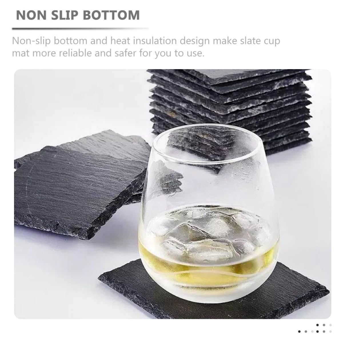 Black Natural Stone Cup Coaster Set O5232