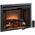 Black Electric Fireplace Insert with Glass Door and Mesh Screen, 750/1500W A778929