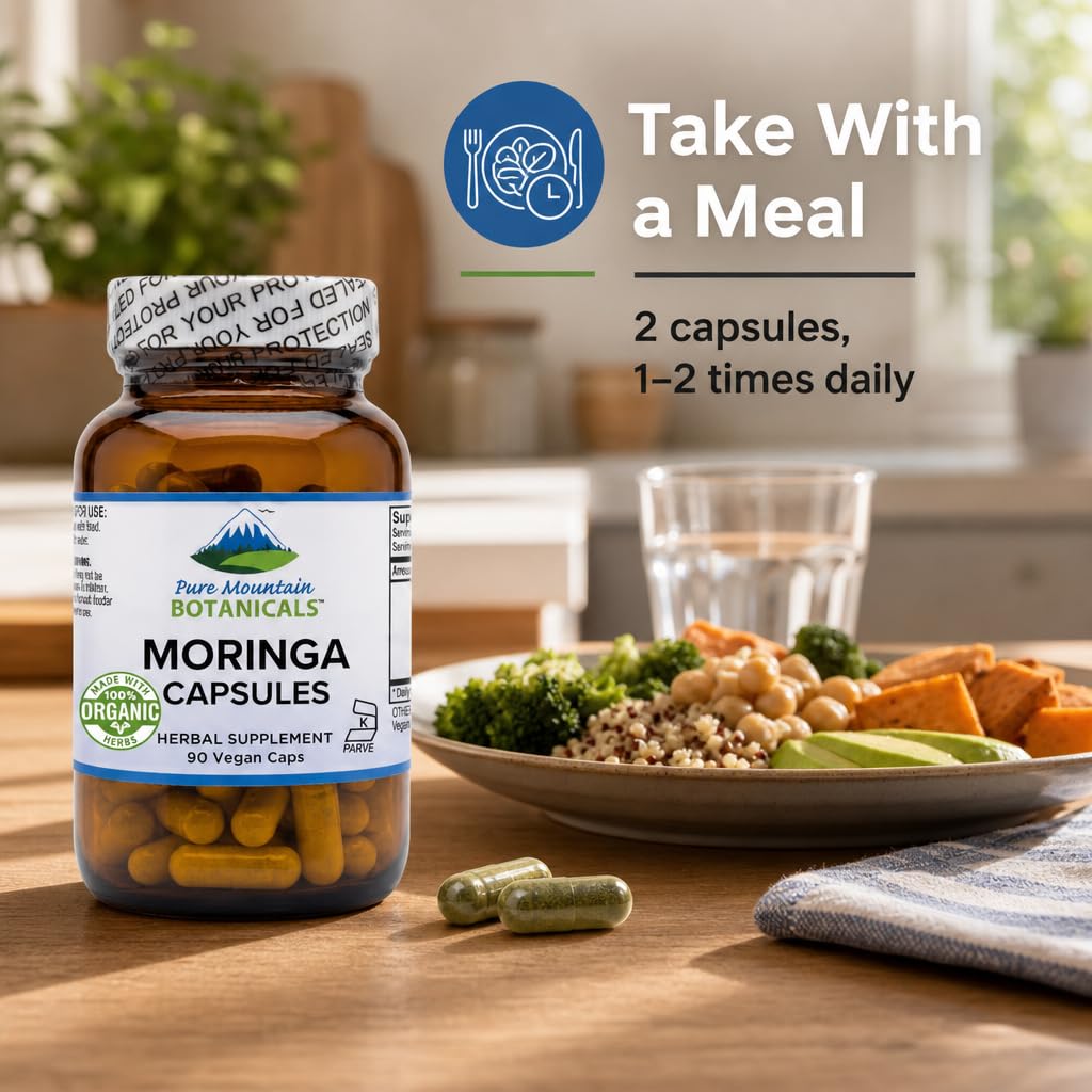 Organic Moringa Oleifera 1000mg 90 Count Vegan Supplement T2231