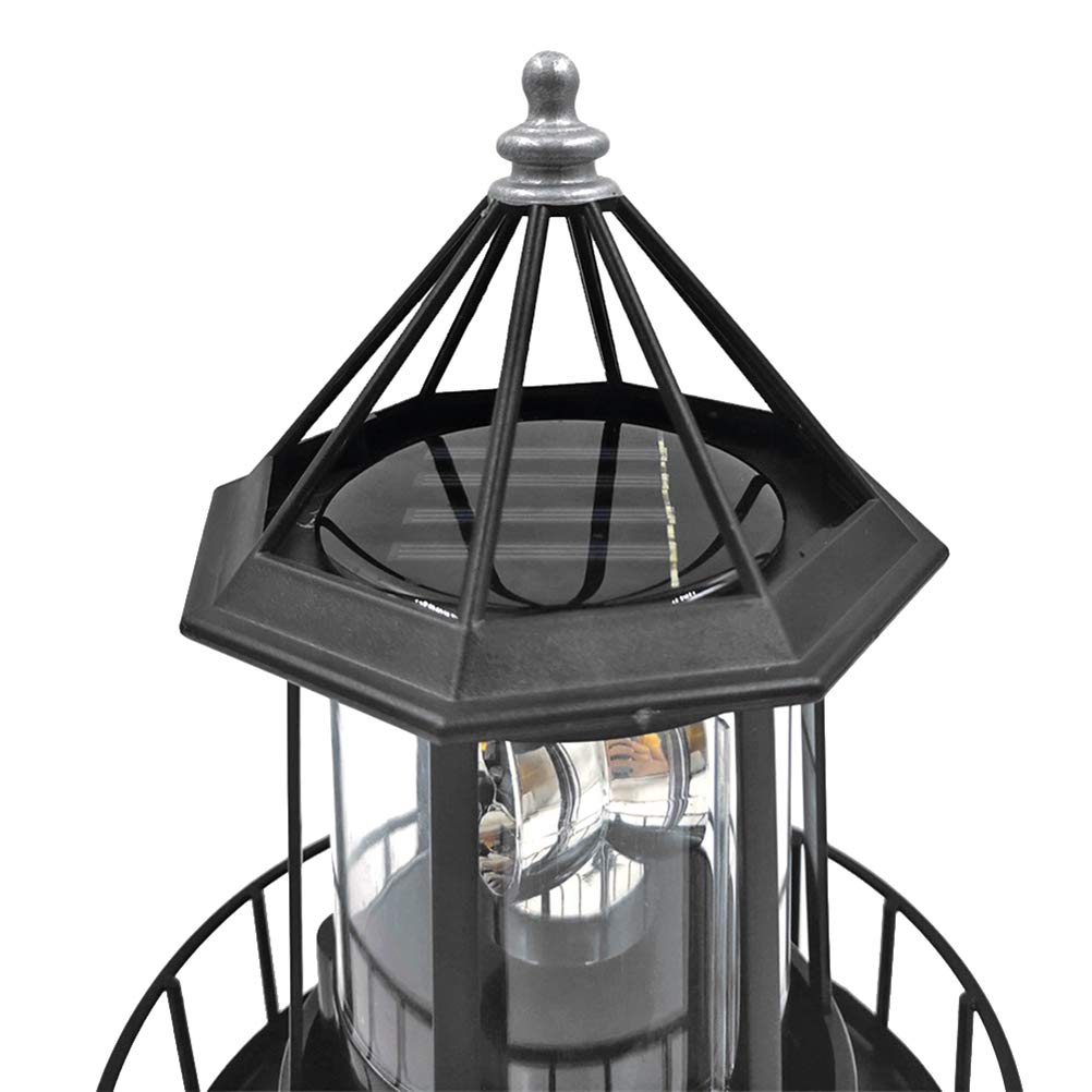 Solar Powered Rotating Lighthouse Light Black J50153