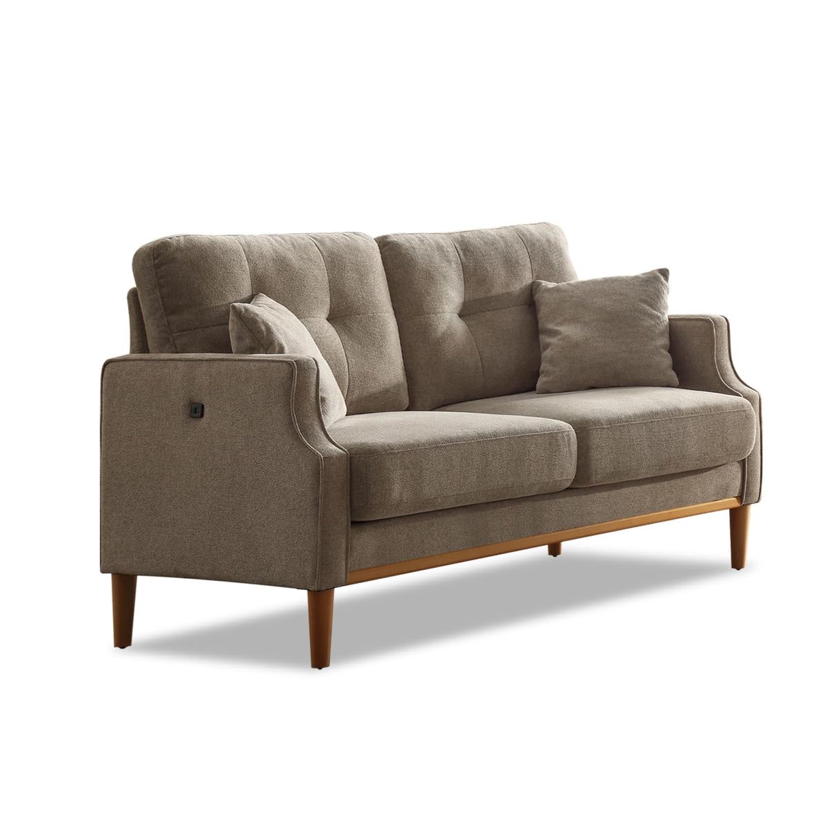 Light Grey Fabric Upholstered 2-Seat Loveseat Sofa with USB Port V632