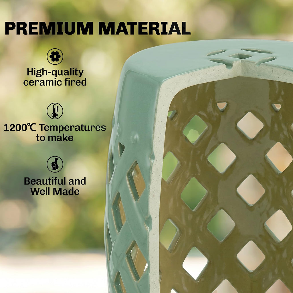 Ceramic Garden Stool Outdoor Stool Green D398920