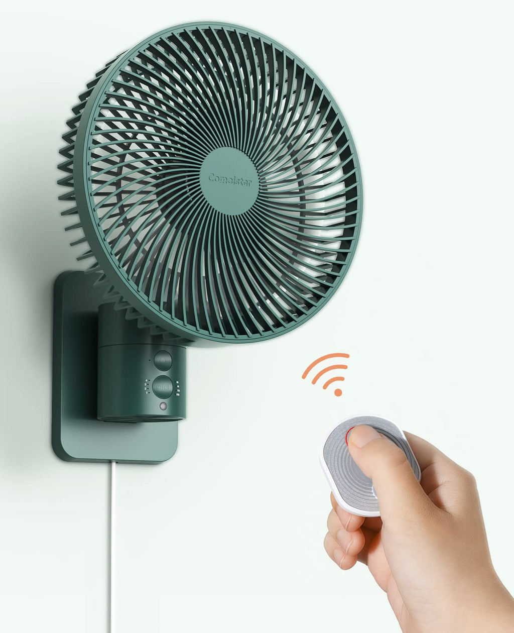 Wall Mounted Oscillating Fan with Remote and Timer, 8.5 Inch 4 Speeds D2491