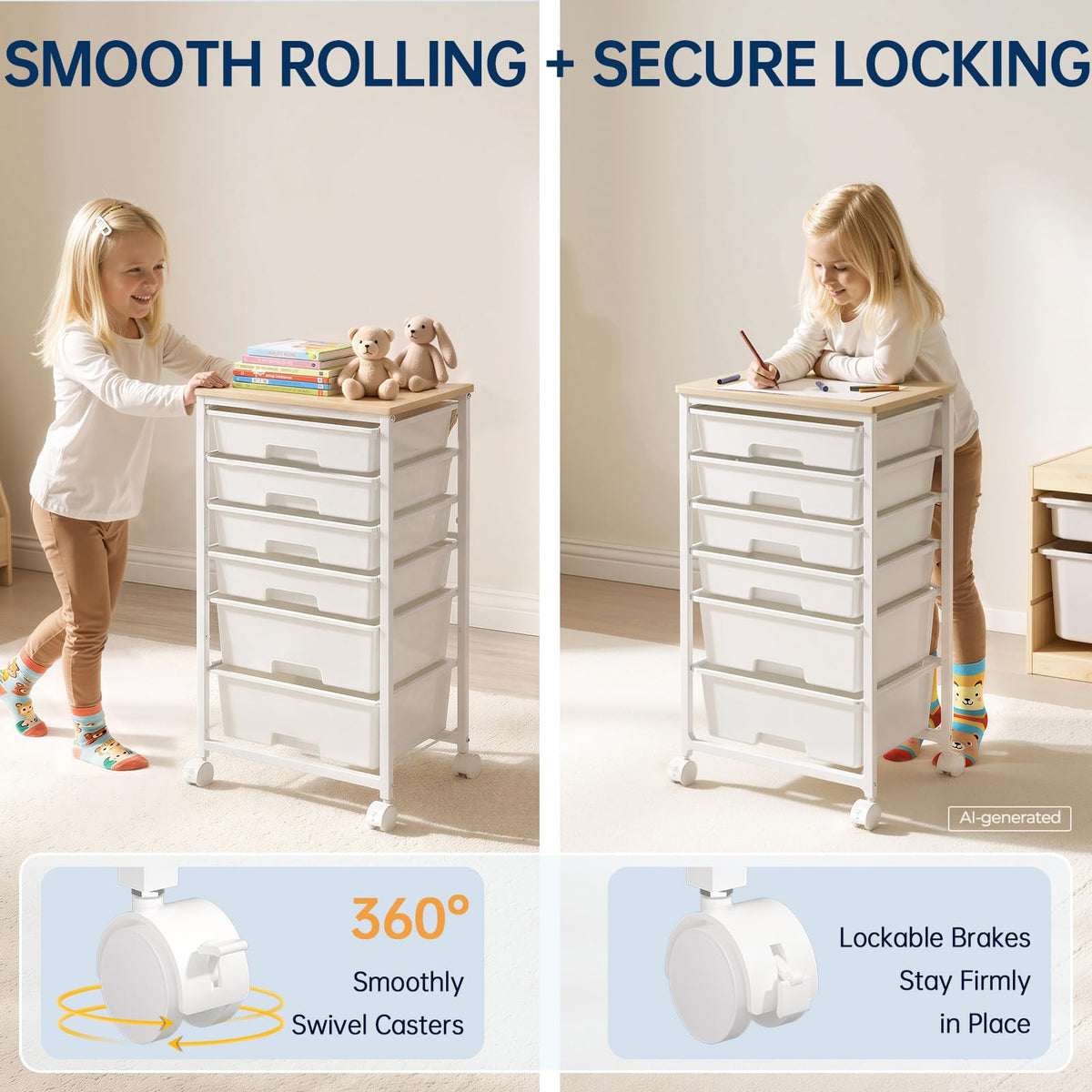 Rolling Storage Cart with 6 Drawers A77987