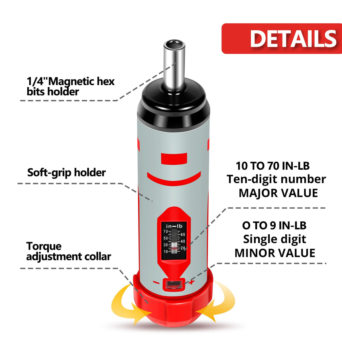 Torque Screwdriver Set 7.91 N·m 1/4" Drive with 40 S2 Bits Z205