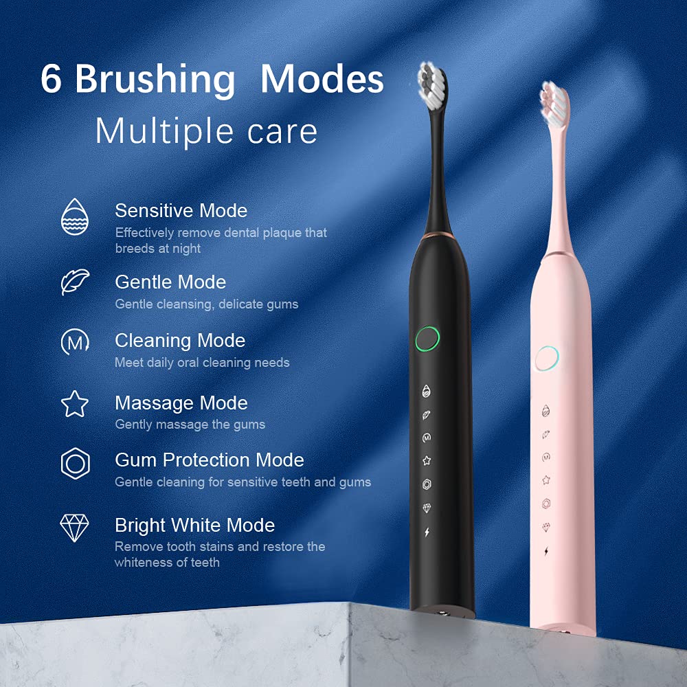 2 Pack Rechargeable Electric Toothbrushes with 8 Brush Heads L65734