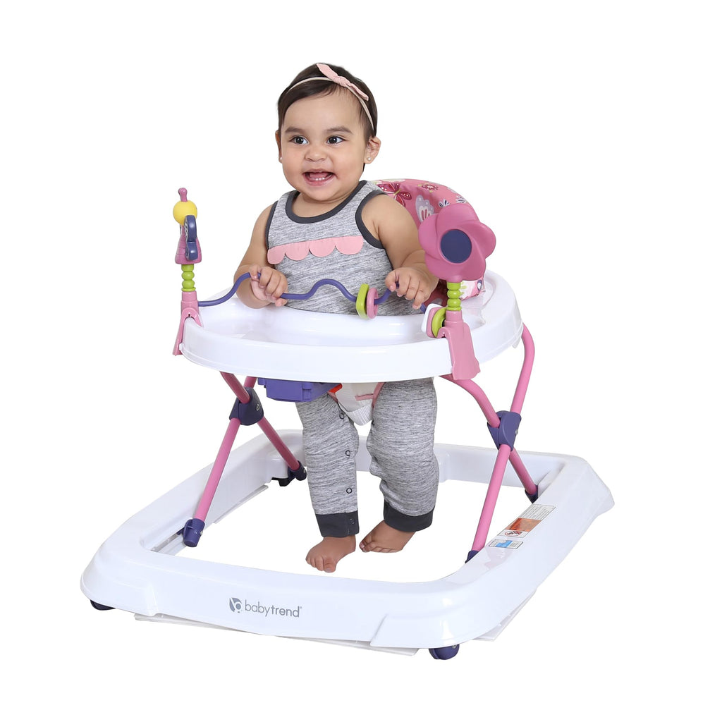 Activity Walker with Toy Bar, Front Wheels, Tray, Adjustable Height and Fold Frame Y585885