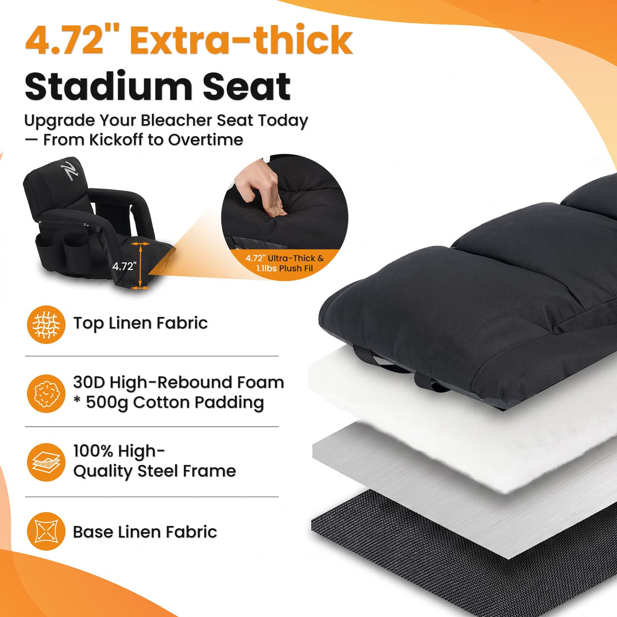 25in 2Pack Extra Thick Stadium Seat with Back Support I648595