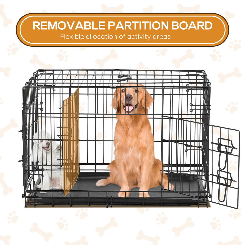 48 Inch Extra Large Folding Dog Crate with Divider Panel B93628