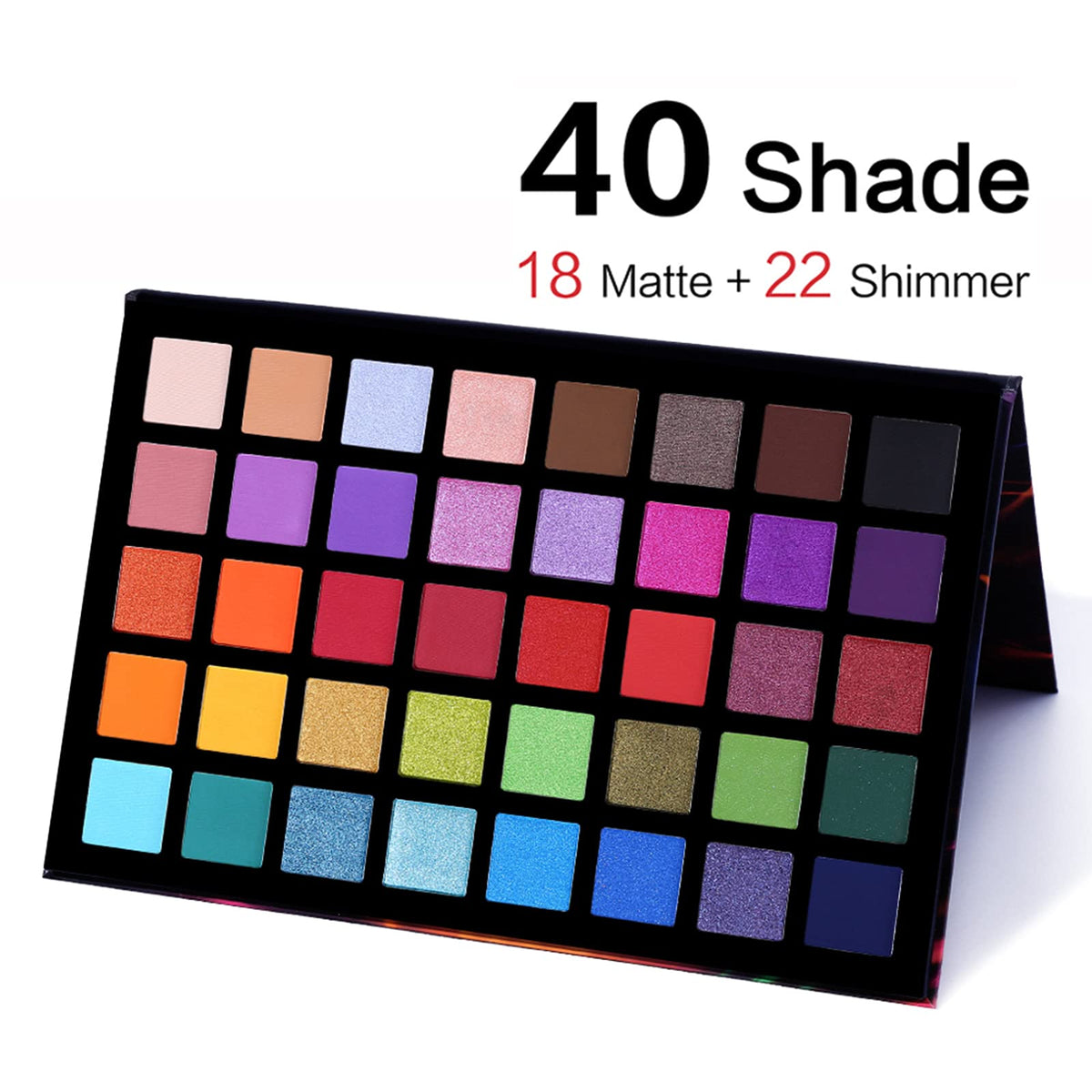 40 Color Matte Shimmer Eyeshadow Palette + 15 Pc Eye Brushes U714