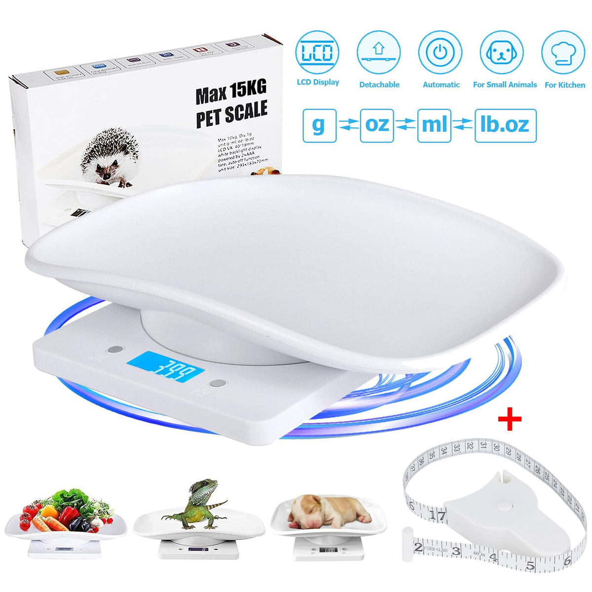 Pet Scale 33lb Capacity with Tape Measure Y3507