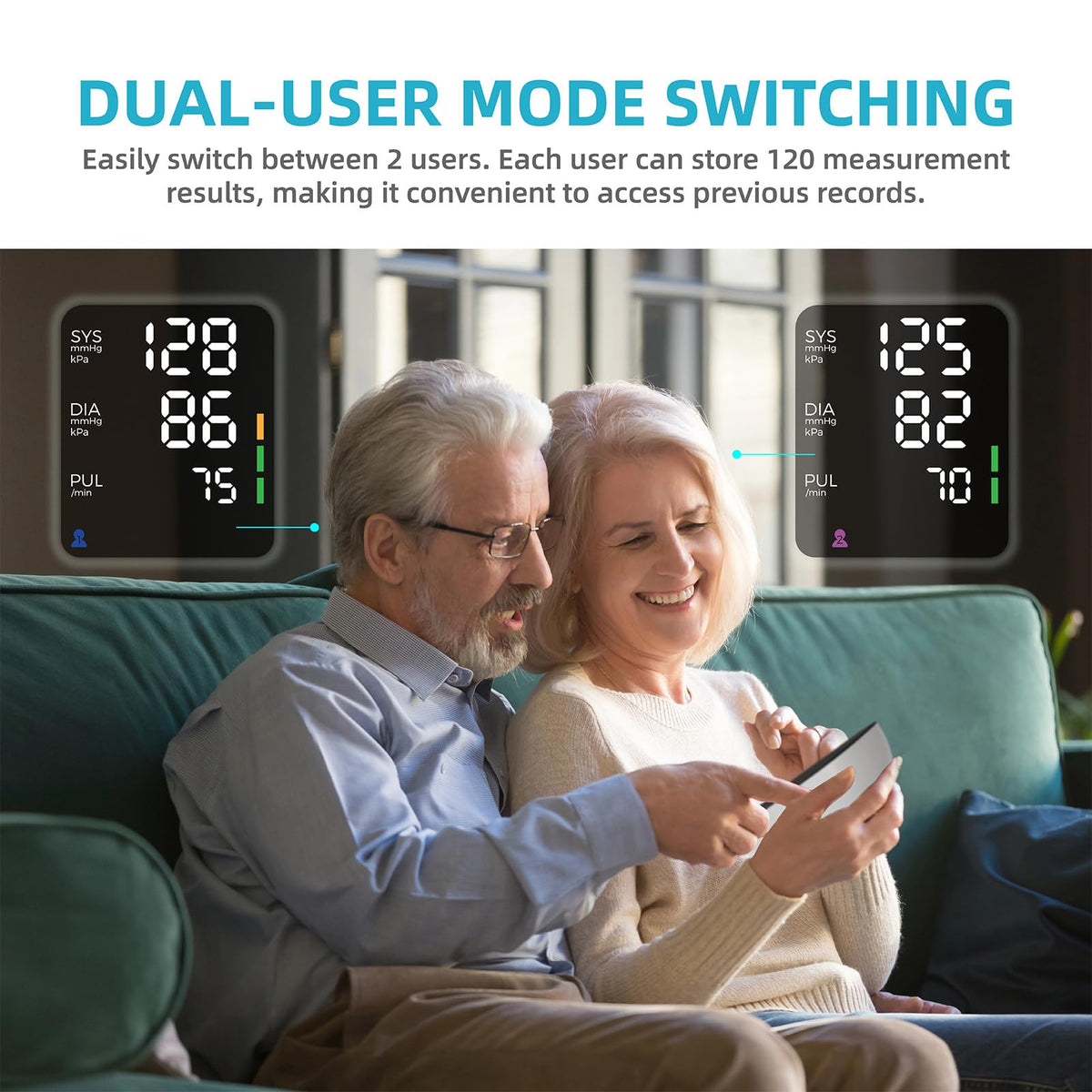 Blood Pressure Monitor with Large Color-Backlit LED Display, 240 Memory, Adjustable Wide Cuff 8.5-16.5" Y5414