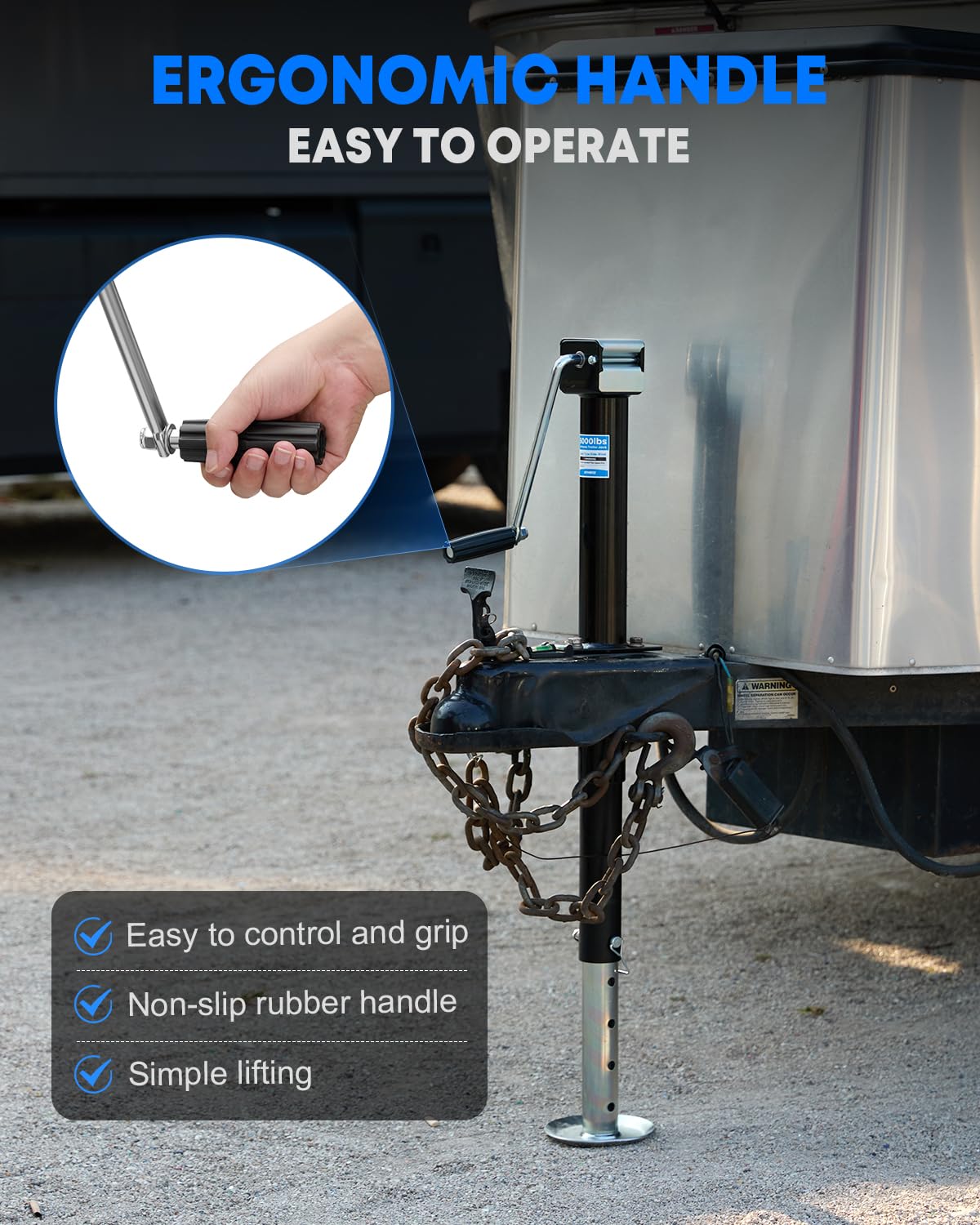 5000 lbs A-Frame Trailer Jack with Adjustable Drop Leg W6692
