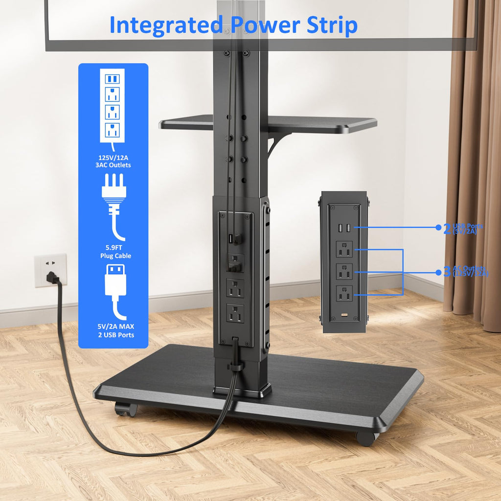 Rolling TV Stand with Power Outlet for 32-75" TV Z7444