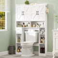 White Over The Toilet Storage Cabinet with 4 Doors V925
